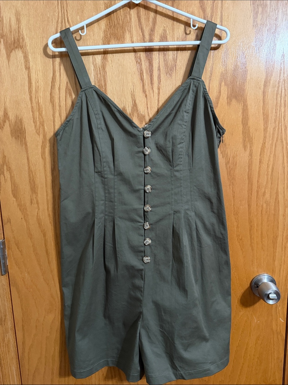 Hem & Thread Olive Tie-Front Button Top